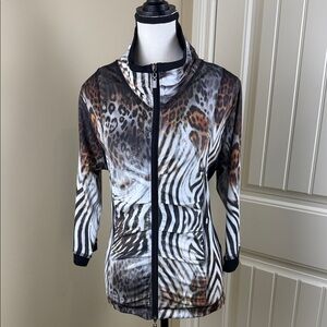 Onyx Jacket Animal Print Zip-Up Business Casual Office Evening Women's Sz M